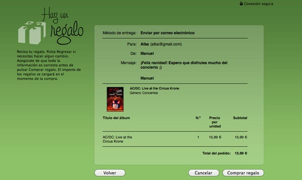 Comprobación regalo iTunes Store Comprobación regalo iTunes Store