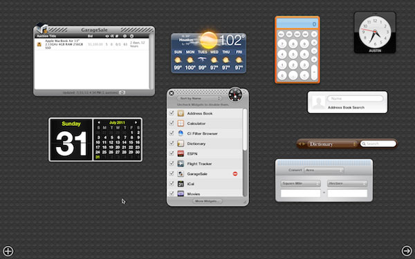 Widgets Dashboard OS X Darshboard OS X