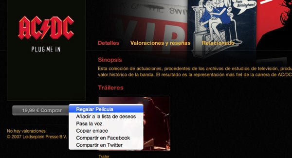Regalar película desde iTunes Store Regalar película desde iTunes Store