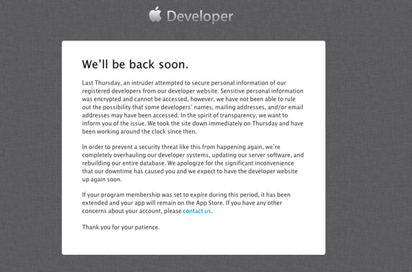 developer-center-comunicado-ataque