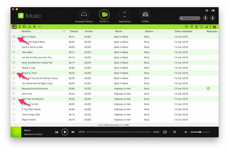 Seleccionar canciones